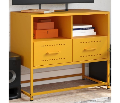 Mueble para TV de acero amarillo mostaza 68x39x60,5 cm