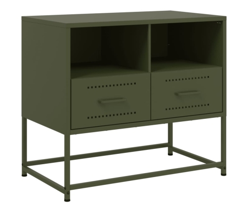 Mueble para TV de acero verde oliva 68x39x60,5 cm