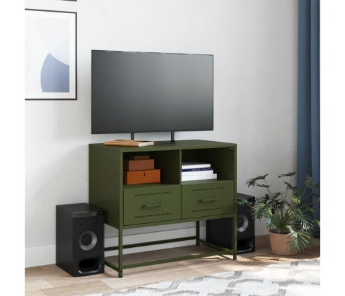 Mueble para TV de acero verde oliva 68x39x60,5 cm