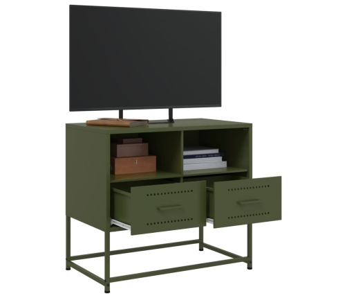 Mueble para TV de acero verde oliva 68x39x60,5 cm