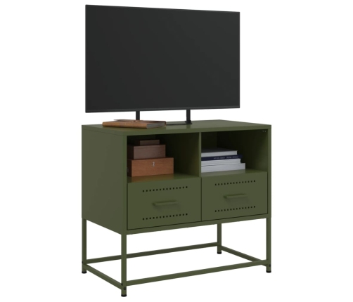 Mueble para TV de acero verde oliva 68x39x60,5 cm