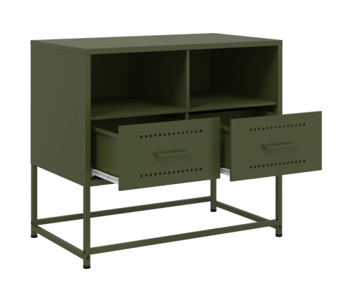 Mueble para TV de acero verde oliva 68x39x60,5 cm