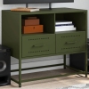 Mueble para TV de acero verde oliva 68x39x60,5 cm