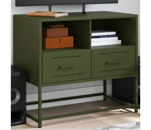 Mueble para TV de acero verde oliva 68x39x60,5 cm