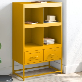 Aparador de acero amarillo mostaza 68x39x111,5 cm