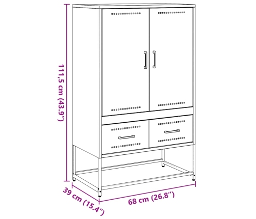 Aparador de acero antracita 68x39x111,5 cm