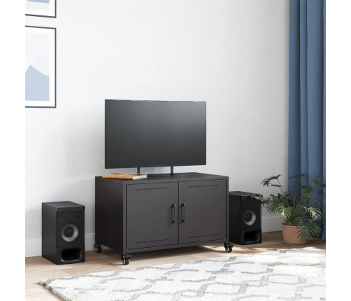 Mueble de TV acero negro 68x39x43,5 cm