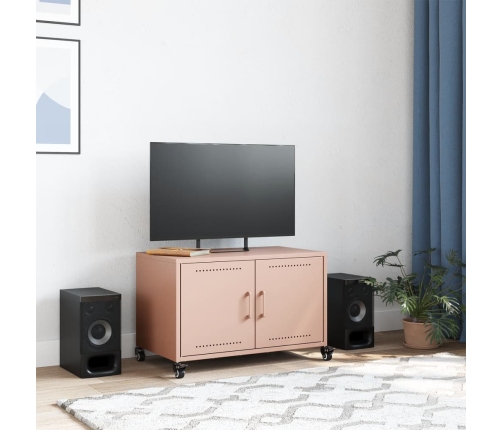 vidaXL Mueble para TV acero laminado en frío rosa 68x39x43,5 cm