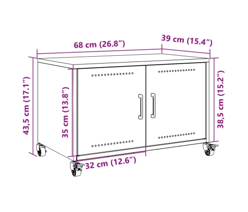 vidaXL Mueble para TV acero laminado en frío rosa 68x39x43,5 cm