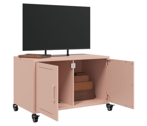 vidaXL Mueble para TV acero laminado en frío rosa 68x39x43,5 cm