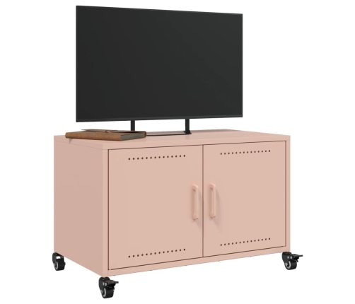 vidaXL Mueble para TV acero laminado en frío rosa 68x39x43,5 cm