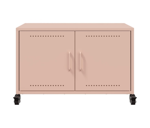 vidaXL Mueble para TV acero laminado en frío rosa 68x39x43,5 cm