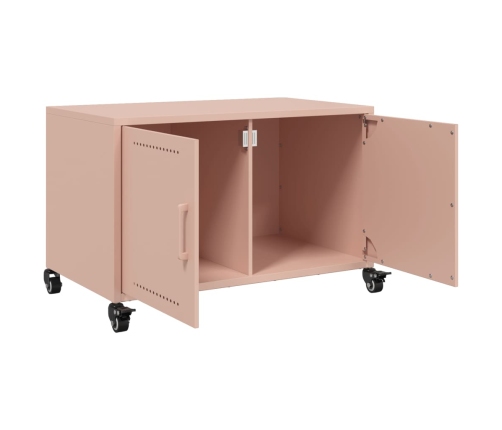 vidaXL Mueble para TV acero laminado en frío rosa 68x39x43,5 cm