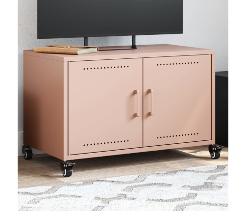 vidaXL Mueble para TV acero laminado en frío rosa 68x39x43,5 cm