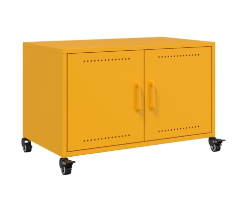 Mueble TV acero laminado en frío amarillo mostaza 68x39x43,5 cm