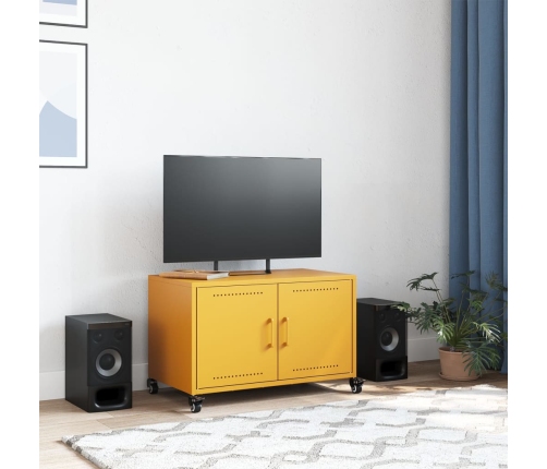 Mueble TV acero laminado en frío amarillo mostaza 68x39x43,5 cm