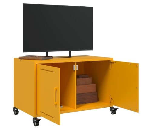 Mueble TV acero laminado en frío amarillo mostaza 68x39x43,5 cm