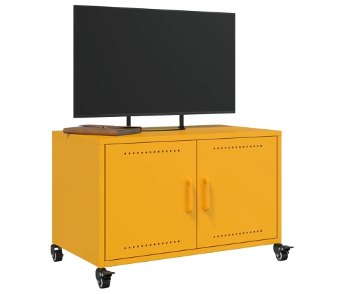 Mueble TV acero laminado en frío amarillo mostaza 68x39x43,5 cm