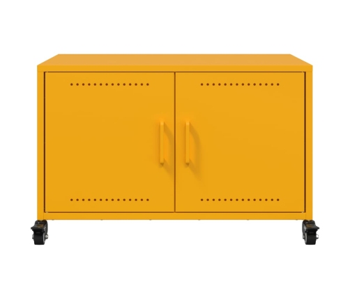 Mueble TV acero laminado en frío amarillo mostaza 68x39x43,5 cm