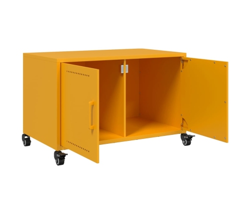 Mueble TV acero laminado en frío amarillo mostaza 68x39x43,5 cm