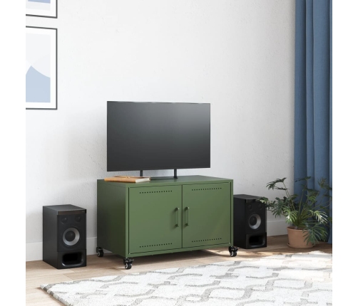 Mueble de TV de acero verde oliva 68x39x43,5 cm