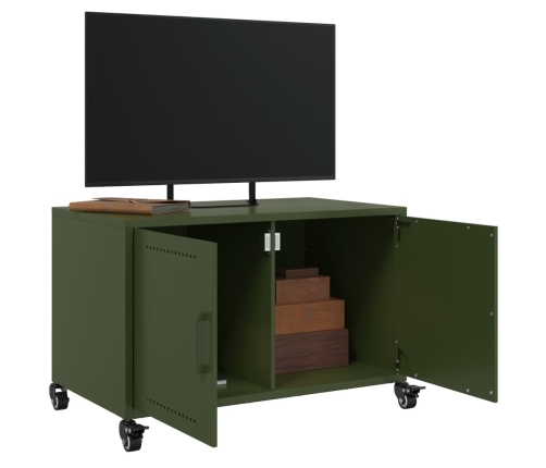 Mueble de TV de acero verde oliva 68x39x43,5 cm