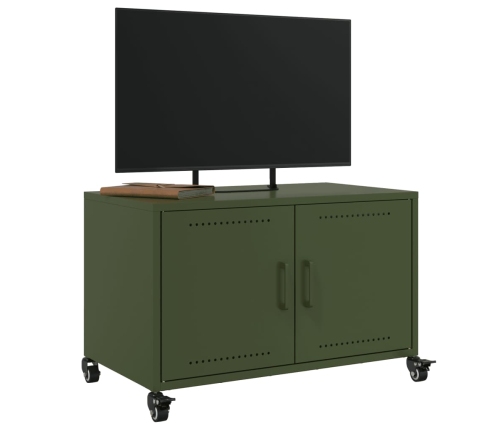 Mueble de TV de acero verde oliva 68x39x43,5 cm