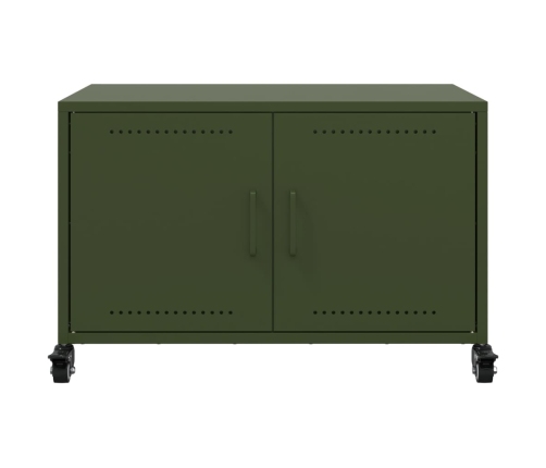 Mueble de TV de acero verde oliva 68x39x43,5 cm