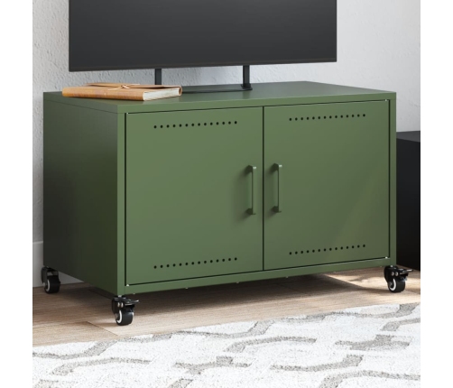 Mueble de TV de acero verde oliva 68x39x43,5 cm