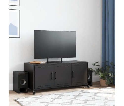 Mueble para TV acero laminado en frío negro 100,5x39x43,5 cm