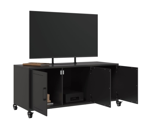 Mueble para TV acero laminado en frío negro 100,5x39x43,5 cm