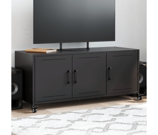 Mueble para TV acero laminado en frío negro 100,5x39x43,5 cm