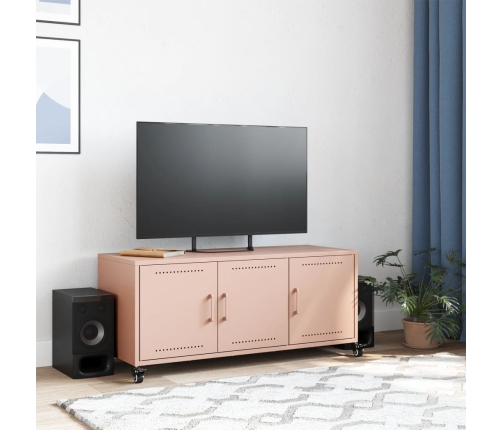 Mueble para TV acero laminado en frío rosa 100,5x39x43,5 cm