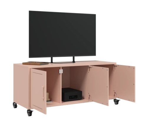 Mueble para TV acero laminado en frío rosa 100,5x39x43,5 cm