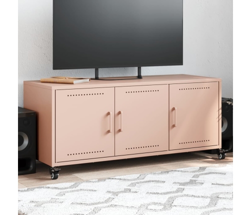 Mueble para TV acero laminado en frío rosa 100,5x39x43,5 cm