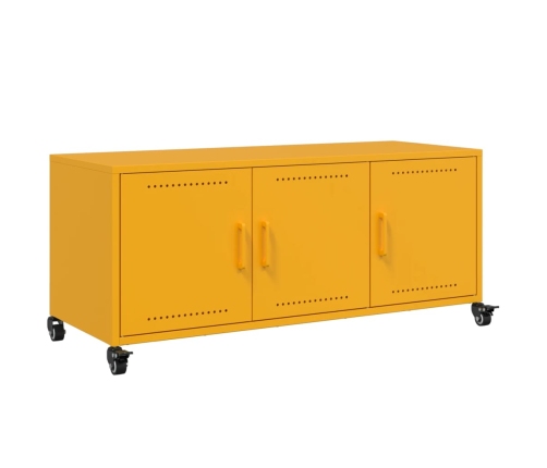 Mueble de TV de acero amarillo mostaza 100,5x39x43,5 cm