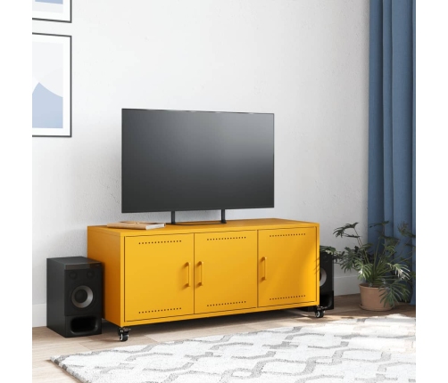 Mueble de TV de acero amarillo mostaza 100,5x39x43,5 cm