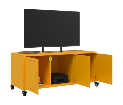 Mueble de TV de acero amarillo mostaza 100,5x39x43,5 cm