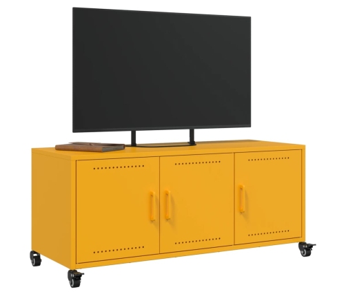 Mueble de TV de acero amarillo mostaza 100,5x39x43,5 cm