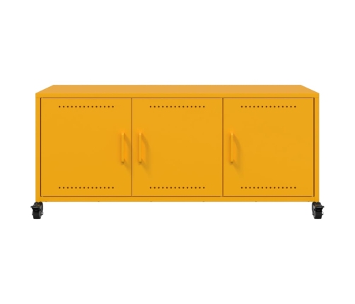 Mueble de TV de acero amarillo mostaza 100,5x39x43,5 cm