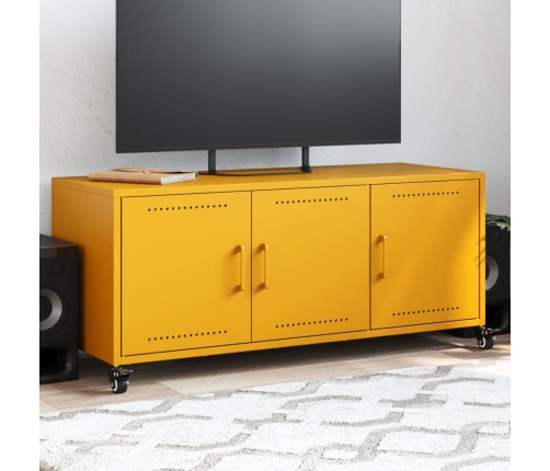 Mueble de TV de acero amarillo mostaza 100,5x39x43,5 cm