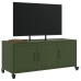 Mueble TV acero laminado en frío verde oliva 100,5x39x43,5 cm