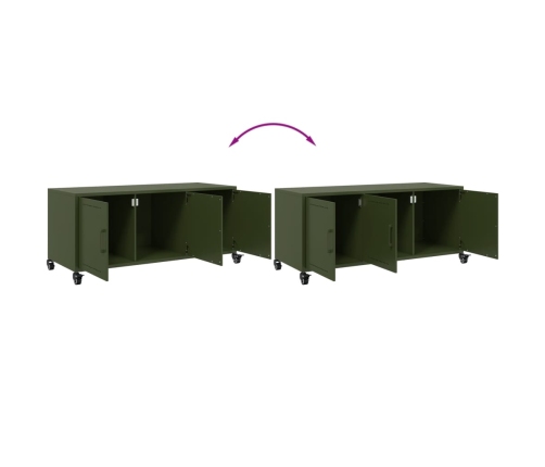 Mueble TV acero laminado en frío verde oliva 100,5x39x43,5 cm