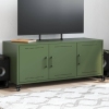 Mueble TV acero laminado en frío verde oliva 100,5x39x43,5 cm