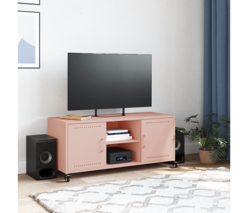 Mueble para TV acero laminado en frío rosa 100,5x39x43,5 cm