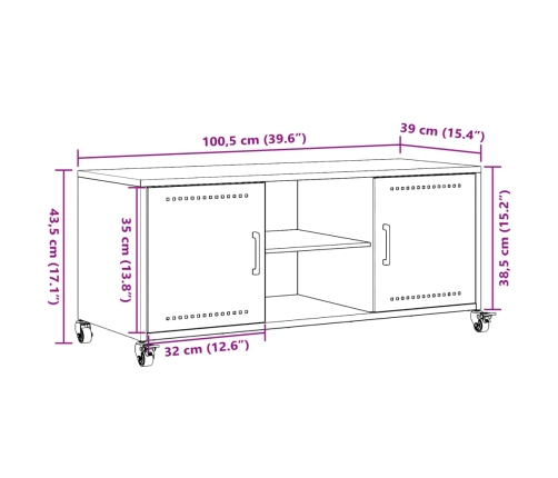 Mueble para TV acero laminado en frío rosa 100,5x39x43,5 cm