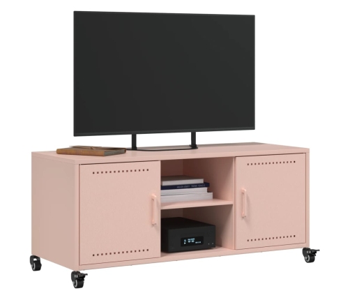 Mueble para TV acero laminado en frío rosa 100,5x39x43,5 cm