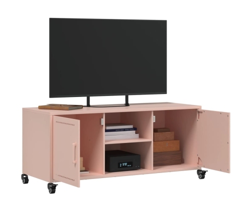 Mueble para TV acero laminado en frío rosa 100,5x39x43,5 cm