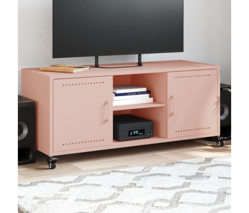 Mueble para TV acero laminado en frío rosa 100,5x39x43,5 cm