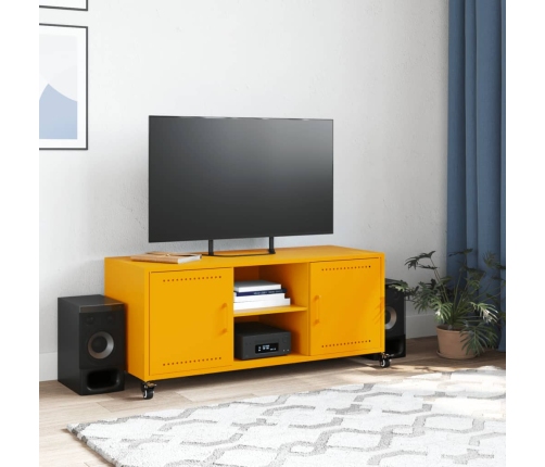 Mueble para TV acero laminado en frío amarillo 100,5x39x43,5 cm